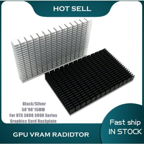 Active Backside Aluminum Radiator For RTX 3080 3090 Series Graphics Card Backplate, GPU ARAM Heat-Sink Black/Silver, 50*90*15MM