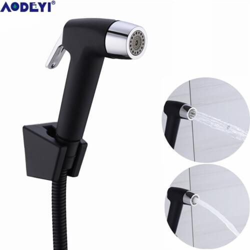 AODEYI Black Toilet Hand Held Bidet Diaper Sprayer Shower Two Function Spray Douche Kit Jet 304 Stainless Steel Shower With Hose