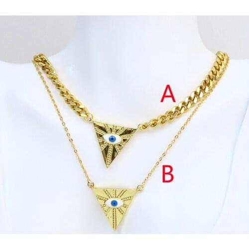 10 Pcs Triangle Pendant necklace Gold color Eyes Pendant necklace Cuba Necklace Fashion pendant Jewelry necklace 51907
