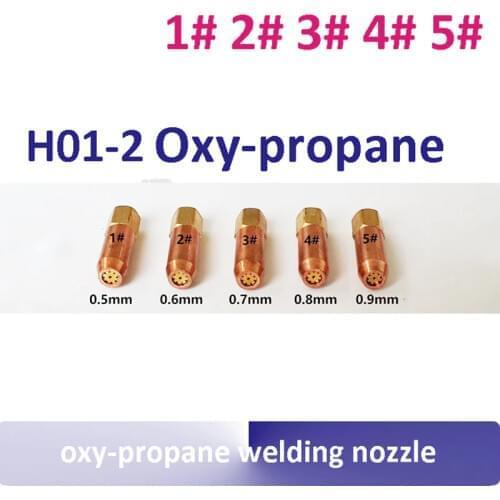 Cylindrical type 5pcs/lot 1# 2# 3# 4# 5# oxy propane gas welding nozzles welding tips for welding gun H01-2 welding torch