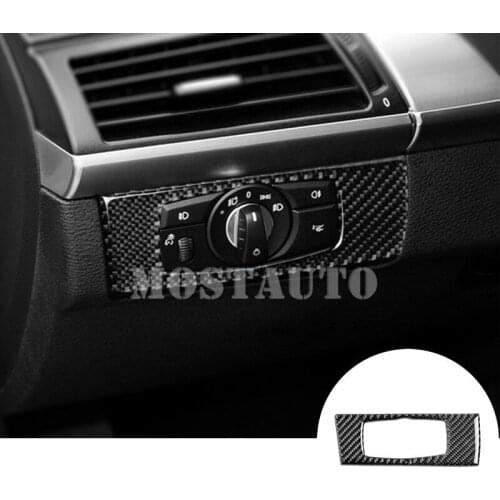 For BMW X5 E70 2008-2013 X6 E71 2009-2014 Carbon Fiber Headlight Switch Button Trim Cover 1pcs Car Accessories Interior