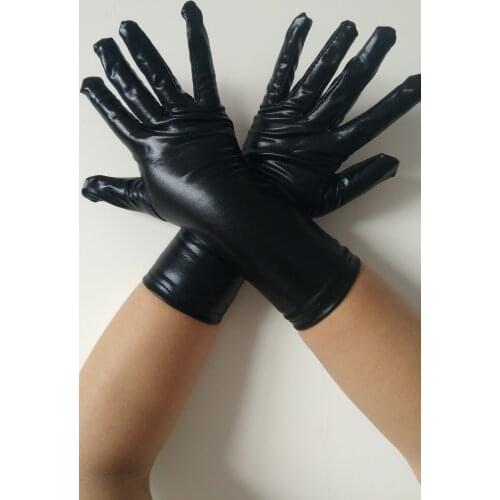 Watermonkey unisex Metallic Shiny zentai spandex short Gloves Cosplay Gloves Halloween Cosplay Accessories