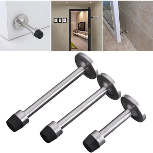 Door Stops Stainless Steel Door Stopper Bathroom Glass Wall Anti-Collision Doorstop Furniture Hardware