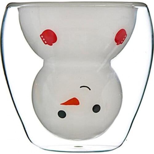 Double-layer Water Cup High Borosilicate Glass Creative Snowman Decor Coffee Mug Home Kitchen Drinkware Glass Cup
