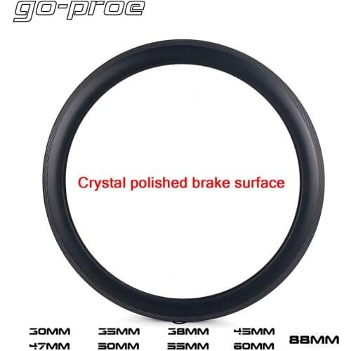Go-proe 700c V Brake Carbon Rims Crystal Polished Brake Surface 25 Or 27mm Width Tubular Clincher Tubeless For Bicycle Wheelset