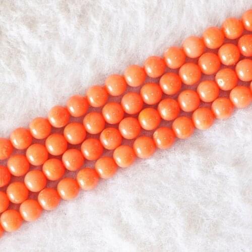 Hot sale orange artificial coral 4mm 6mm 8mm 10mm 12mm 14mm round loose beads diy high grade jewelry making 15inch B612
