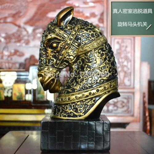 Real life escape room game prop Rotary horsehead organ spin lock for escape mysterious room props