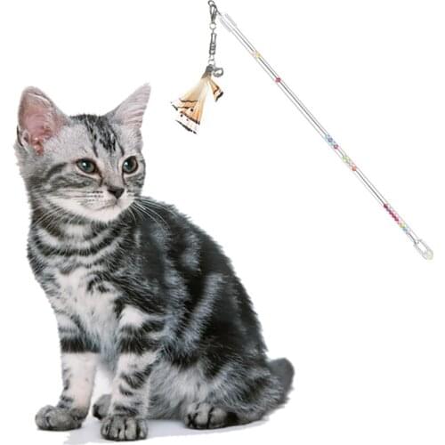 Legendog Cat Interactive Wand Toy Kitten Teaser Wand Retractable Cat Feather Stick With Bell Catcher Product For Cats Supplies