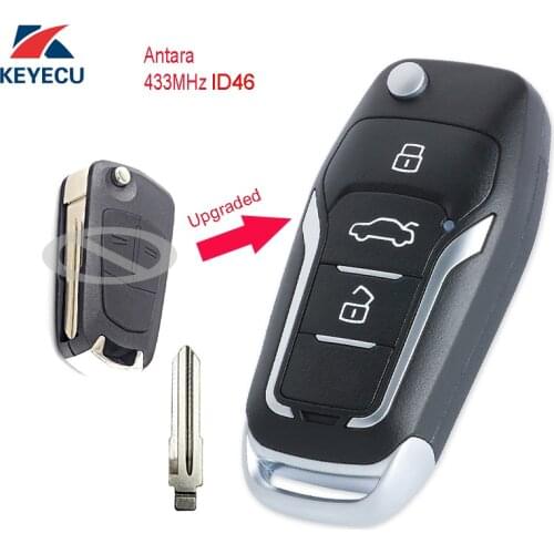 KEYECU Replacement Upgraded Flip Remote Car Key Fob 2/ 3 Button Optional 433MHz ID46 for Opel Antara Uncut HU46 Blade