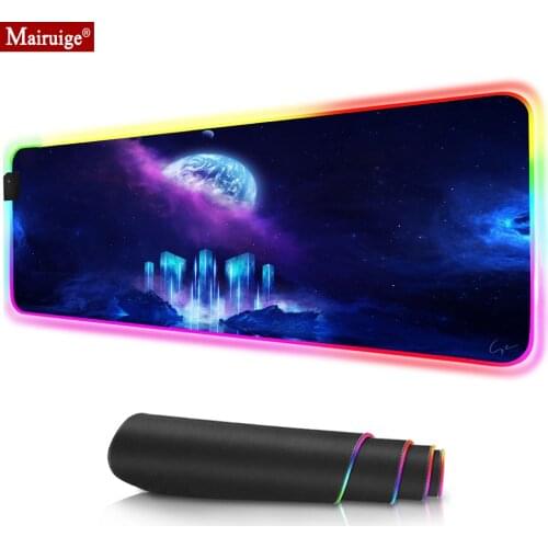 Planet Earth Space LED Gaming Mousepad RGB Glow Colorful Large Mouse Pad XXL Computer PC Gamer Desk Mat for Laptop Table Pads