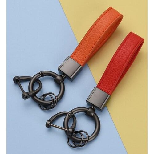 Hot Luxury Lychee Texture PU Leather Keychain Women Wrist Band Rope Car Keyring Jewelry Mens Accessories Party Banquet Gift