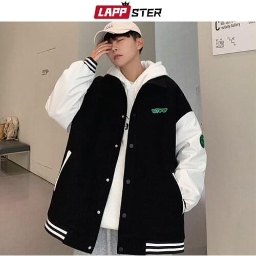 LAPPSTER Men Y2k Vintage Patchwork Baseball Jacket 2021 Mens Japanese Streetwear Windbreaker Man Hip Hop Varsity Jackets Coats