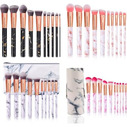 10 Pieces of Marble Makeup Brush Set 5 Large and 5 Small Makeup Eyebrow Concealer Brushes Eye Shadow Brushes Beauty Tools