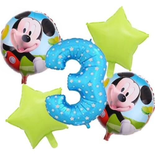 Disney Minnie Mickey Mouse Aluminum Film Latex Balloon Combination Blue Pink Childrens Birthday Party Decoration Baby Shower