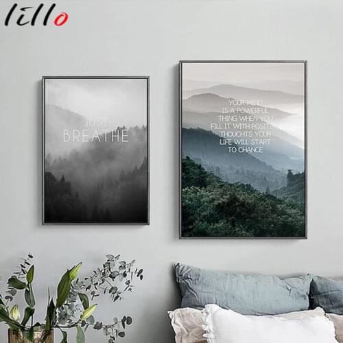 Forest mountain lake famous landscape poster nordic style canvas print nature landscape art wall painting image home decor
