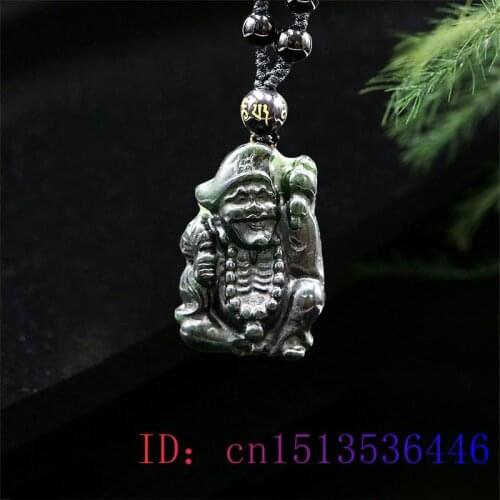 Jade Buddhism Pendant Necklace Gifts Natural Chinese Charm Fashion Obsidian Amulet Jewellery Gemstone Carved Black Green