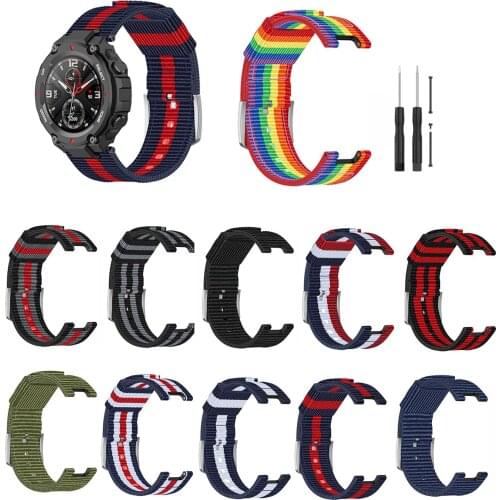 Nylon Strap Watchband For Xiaomi Huami Amazfit Trex A1918 Sports Watch Band Canvas Stripe Bracelet For Amazfit Trex A1918 Strap
