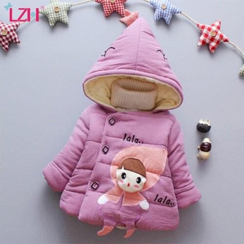 LZH 2020 New Autumn Winter Infant Girls Casual Outerwer Coat Hooded Girls Jacket For Kids Jacket Toddler Children Clothes1-2-3-4
