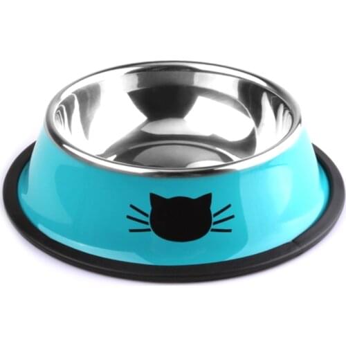 2021 New Thick Non-slip Dog Food Bowl Foods Utensils Single Stainless Steel Pet Bowls