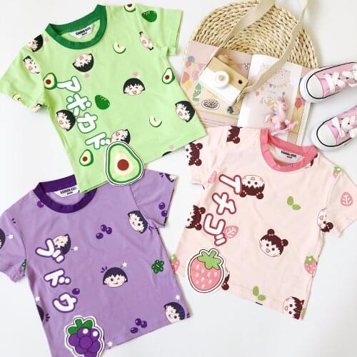 Tonytaobaby New Style Summer Cute Cartoon Printed Fruit Full Printed Baby GIRLS CHILDRENS Short-sleeved T-shirt