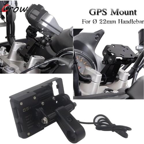 New Black Motorcycle Accessories For Ø 22mm Handlebar GPS Mount With Handlebar Clamp Phone Bracket Holder