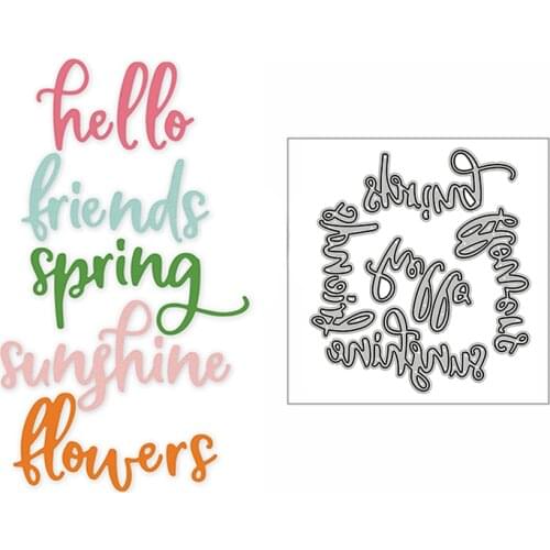 New Hello Friends Spring Flowers Word 2020 Metal Cutting Dies for DIY Scrapbooking and Card Making Decor Embossing Mold No Stamp
