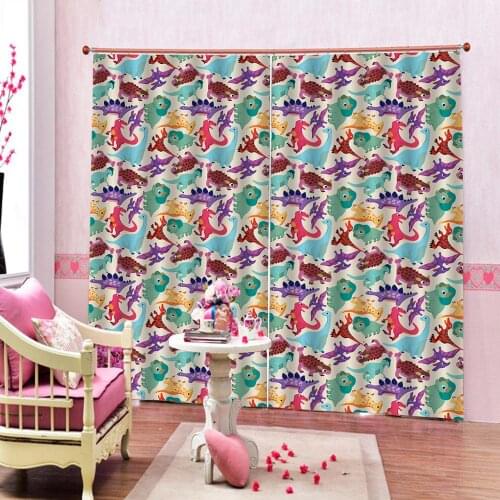 Adorable Cartoon Dinosaur 3D Digital print Childrens room bedroom Blackout curtains