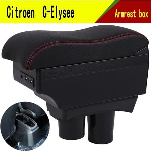For C-Elysee Elysee 301 armrest box central Store content Storage box with cup holder mobile phone holder USB interface
