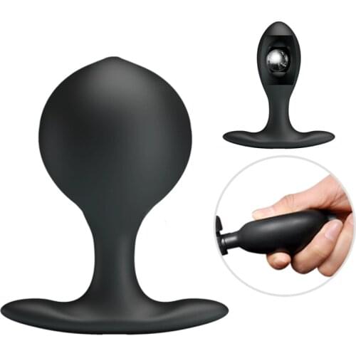 Separate Type Inflatable Anal Plug Gay Dildo Pump Silicone Huge Anus Butt Dilator Expandable Prostate Massager with Metal Ball