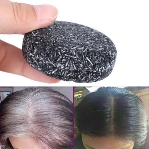 Gray White Hair Color Dye Treatment Bamboo Charcoal Clean Detox Soap Bar Black Hair Shampoo Shiny Hair & Scalp Treatment