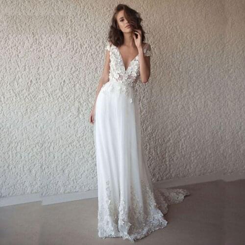 Wedding Dress Illusion Simple Lace Embroidery Custom Made Bridal Gown Vestido De Noiva L