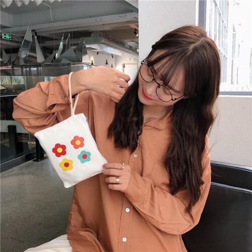 Women Coin Purse Soft Cute Mini Canvas Simple Flower Printing Card Holder Bag Lady Mobile Phone Storage Bag Clutch Wrist Bag