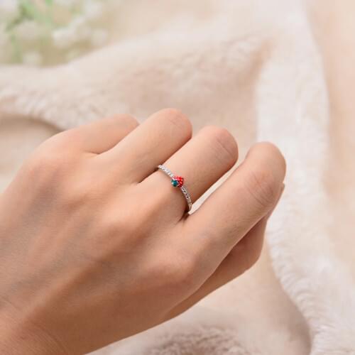 KNOCK high quality White Color Inlay Cubic Zirconia Unique Shaped strawberry Ring for Women Wedding Engagement Jewelry