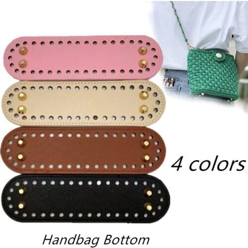 2 Styles DIY 52 Holes PU Leather Bottom Women for Knitting Wear-Resistant Rectangle Handbag Craft Accessories Bag Accessories