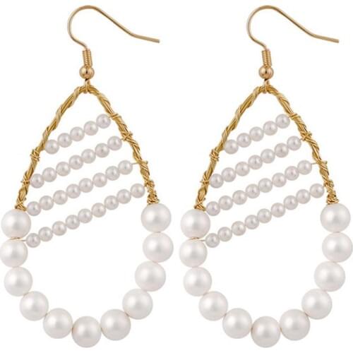 1 Pair Pearl Earrings Hoop Women Earrings Chic Vintage Pearl Water-Drop Dangle Earrings Pierced Earrings