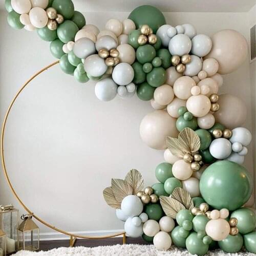 156Pcs/set Avocado Green Balloon Garland Arch Sage Green Gold Macaron Gray Balloons Wedding Birthday Party Baby Shower Decor