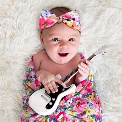 2Pcs/set Soft Baby Swaddle Blanket With Diy Headband For Baby Girl Newborn Photography Props Cartoon Newborn Baby Swaddle Wrap