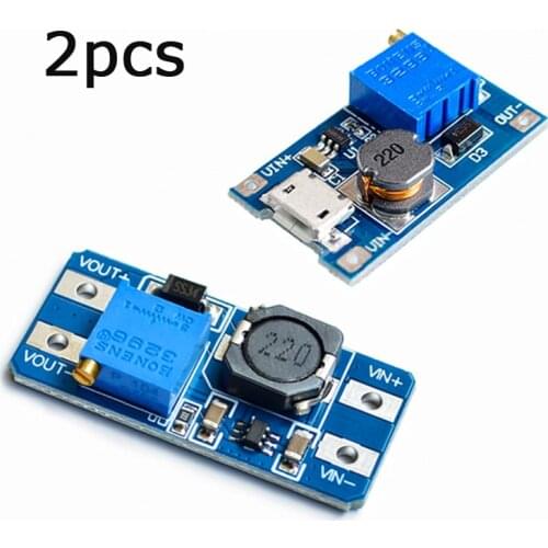 2pcs MT3608 2A Max DC-DC Step Up converter Power Module Booster Power Module 3-5V to 5V/9V/12V/24V