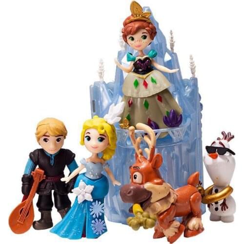 Disney Frozen Princess Q Version 5pcs Cartoon Anna Elsa Kristoff Sven Olaf PVC Action Figures Cake Decor Toys For Children Gifts