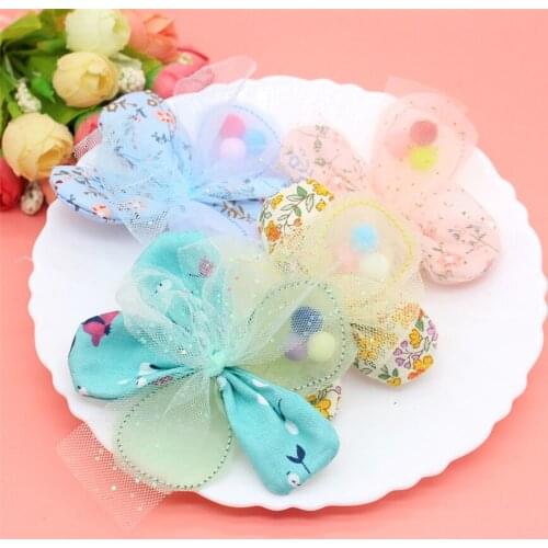5PCS/Lot Tied Yarn Five Petal Flower Baby Cloth Patches Applique Crafts For Girl Hair Clip Accessorie And Hat handbag Decoration