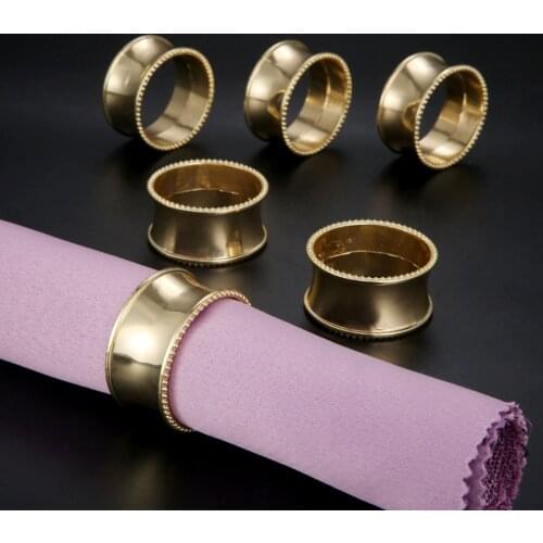6Pcs Round Modern Gold Napkin Rings For Dinner Party Birthday Wedding Family Gatherings Table Decor Napkin Holder