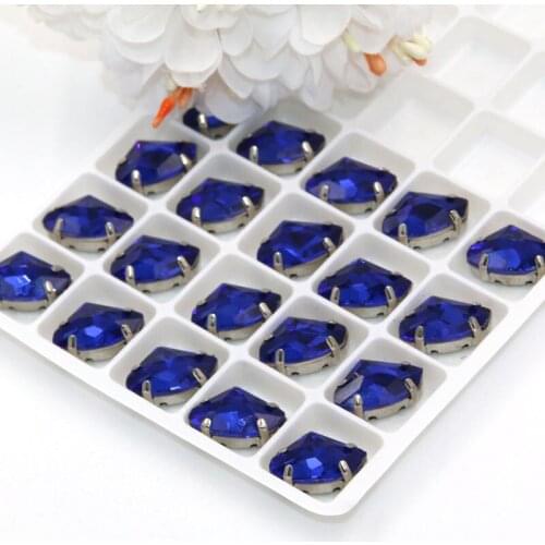 9x14mm High quality AAAA Glass Crystal sew on rhinestones Royal blue strass loose rhinestones for diy clothing accessories