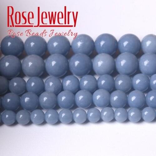 A+ Natural Blue Angelite Stone Round Beads Loose Spacer Beads For Jewelry Making DIY Bracelet Necklace Accessories 6 8 10MM 15"