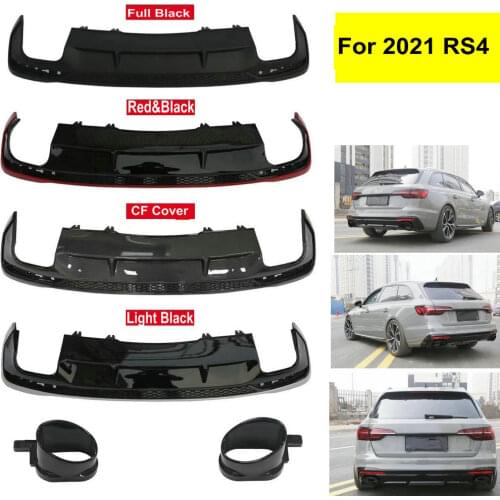 RS4 Auto car rear diffuser for 2021 Audi RS4 car diffusers with exhaust pipe bumper lip wing spiler PU / carbon fiber cover