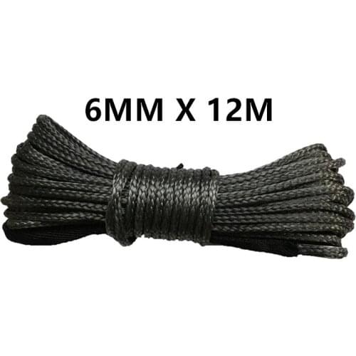 Free shipping 6mm x 12m synthetic winch lines uhmwpe cable plasma rope with sheath car accessories