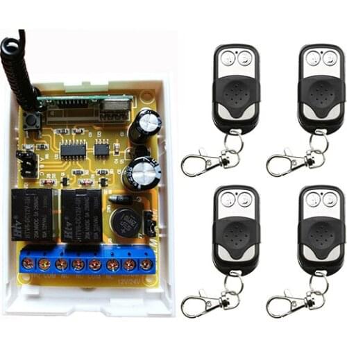 DC12V DC24V 2CH Radio Controller RF Wireless Push Remote Control Switch Transmitter+Receiver light /lamp/ window/Garage Doors