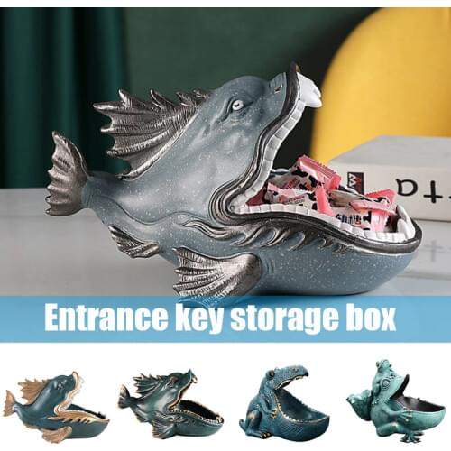 Big Mouth Storage Figurine Key Bowl Resin Candy Dish Home Decoration Dinosaur Lantern Fish Frog Drop Shipping