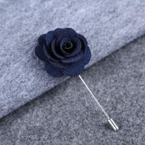 5Pieces/Set Mens Brooch Navy Blue Flower Groom Groomsman Boutonniere Wedding Party Prom Man Women Suit Corsage Brooches Flowers