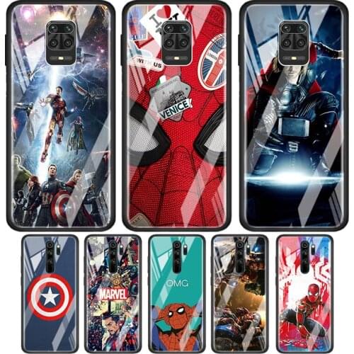 Avenger Superhero Marvel Tempered Glass Cover For Xiaomi Redmi Note 10 10S 9 9T 9S 8T 8 9A 9C 8A 7 Pro Max Phone Case