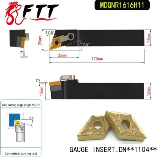 MDQNR1616H11 107.5 Degrees External Turning Tool Holder For DNMG110404 DNMG110408 Used on CNC Lathe Machine